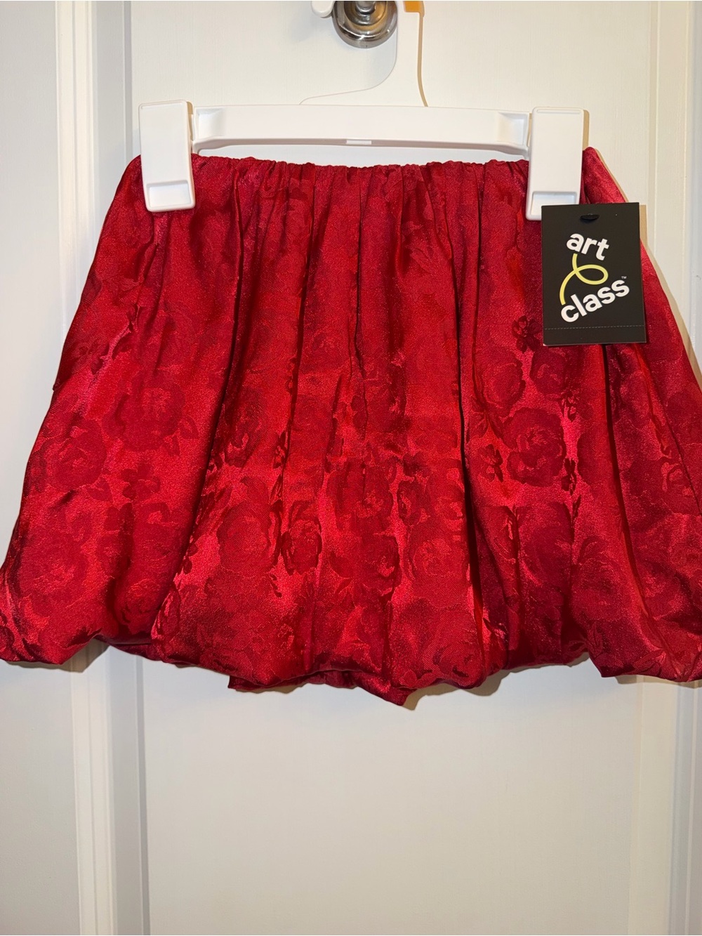art class Red Floral Bubble Skirt - Girls